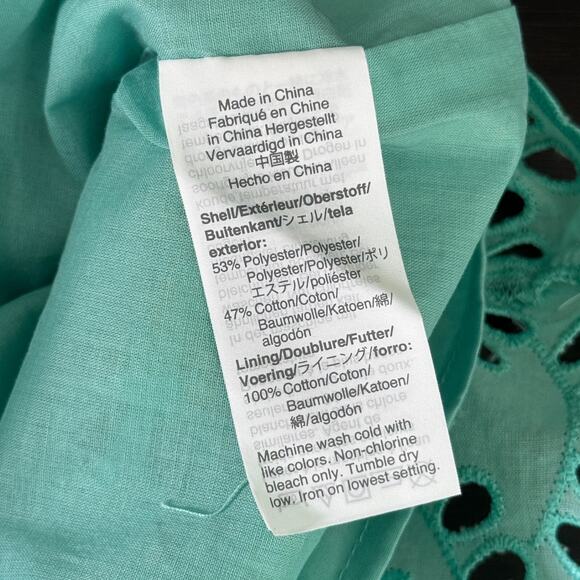 J Crew Dress Womens 4 Embroidered Eyelet Shift Scallop Hem Bell Sleeve Chic NEW - Picture 9 of 12